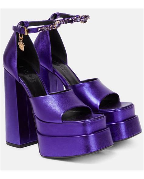 versace purple platform shoes|versace platform medusa.